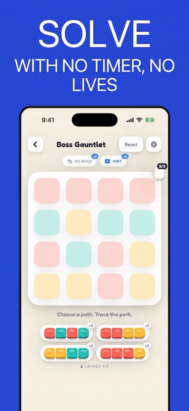 Solve with no timer and no lives